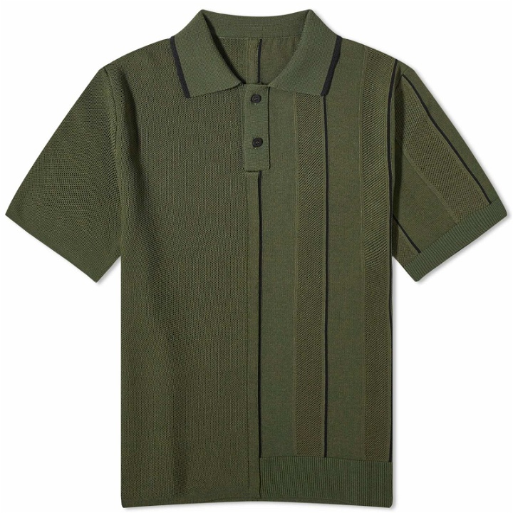 Photo: Jacquemus Men's Juego Knitted Polo Shirt in Dark Green
