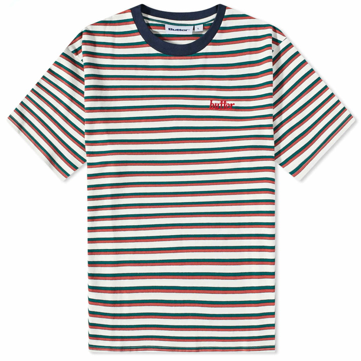 Photo: Butter Goods Men's Thomas Stripe T-Shirt in White/Red/Forest