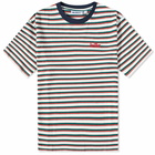 Butter Goods Men's Thomas Stripe T-Shirt in White/Red/Forest