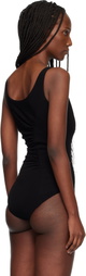 Versace Black Stretch Crêpe Jersey Draped Bodysuit