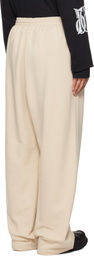 We11done Beige Bouclé Letter Logo Wide Lounge Pants
