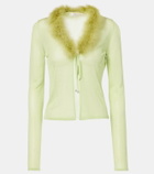 Blumarine Feather-trimmed cardigan