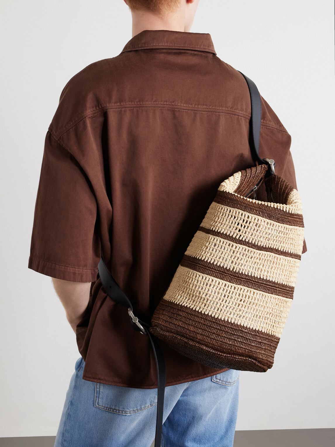 LOEWE - Paula's Ibiza Loop Bucket Medium Leather-Trimmed Raffia Tote Bag