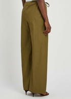 Another Tomorrow Drawstring Straight-leg Cotton-poplin Trousers Dark Green