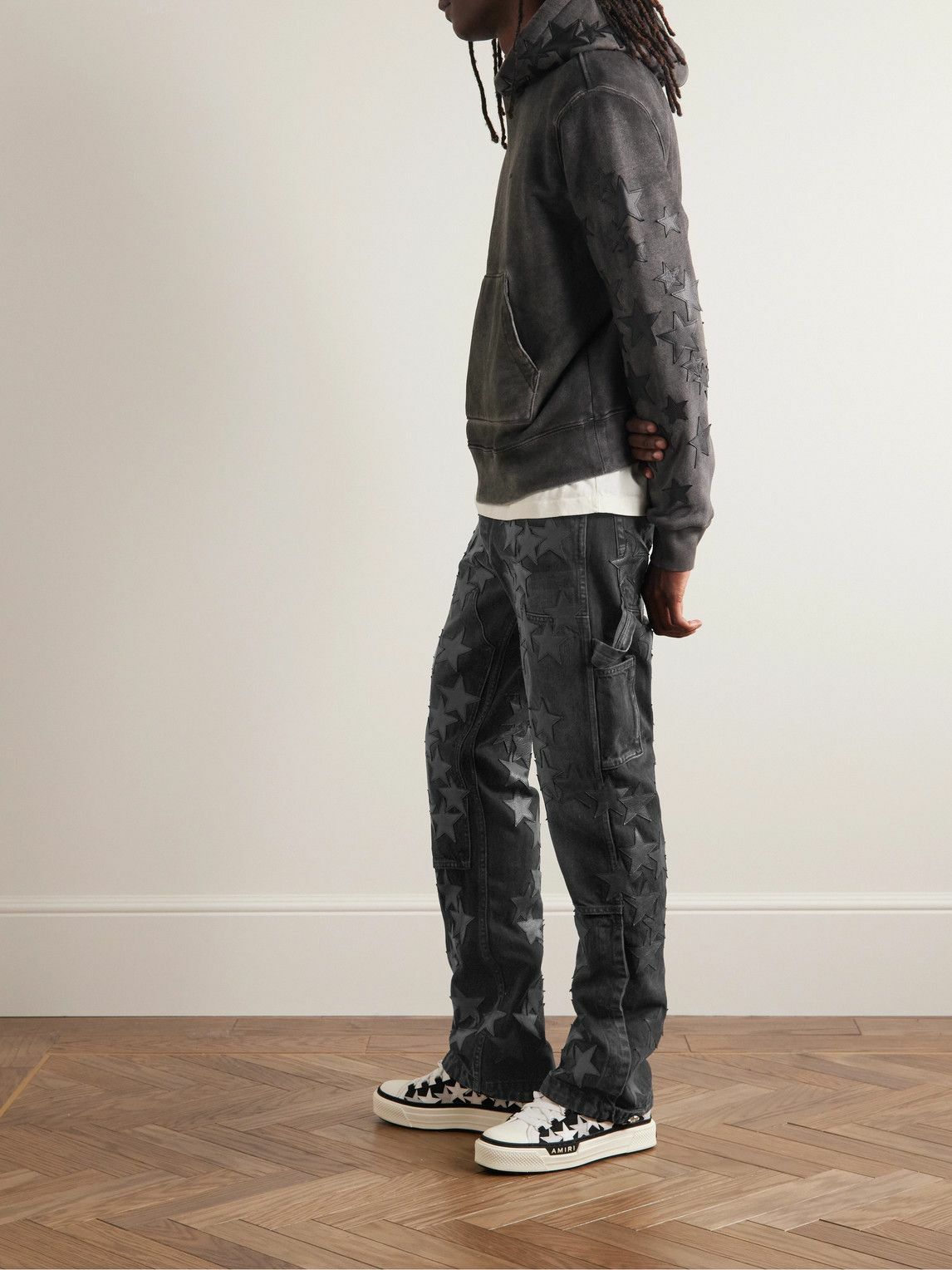 AMIRI - Chemist Carpenter Straight-Leg Leather-Appliquéd Jeans - Black ...