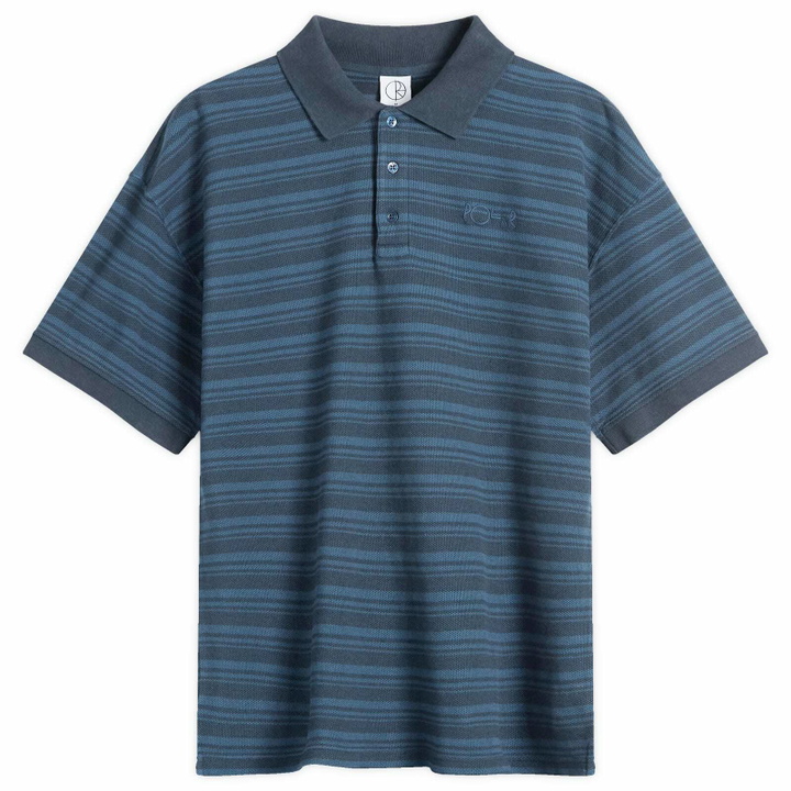 Photo: Polar Skate Co. Men's Stripe Surf Polo Shirt in Neptune Blue
