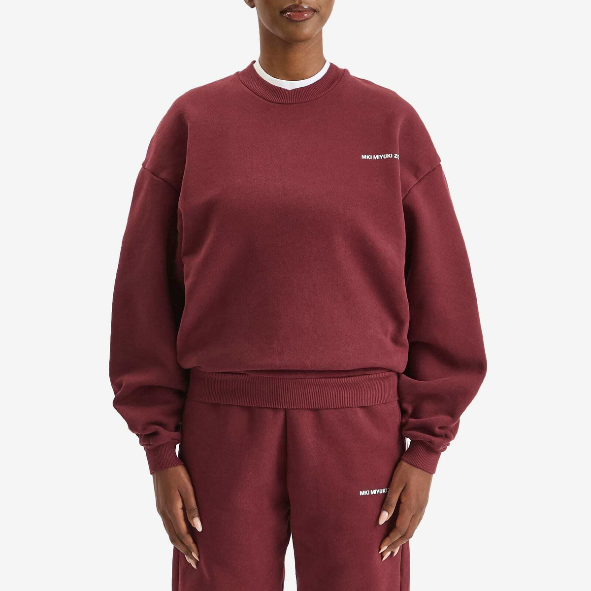 MKI Women's Uniform Crew Neck Sweatshirt Presented by END. in Burgundy/White