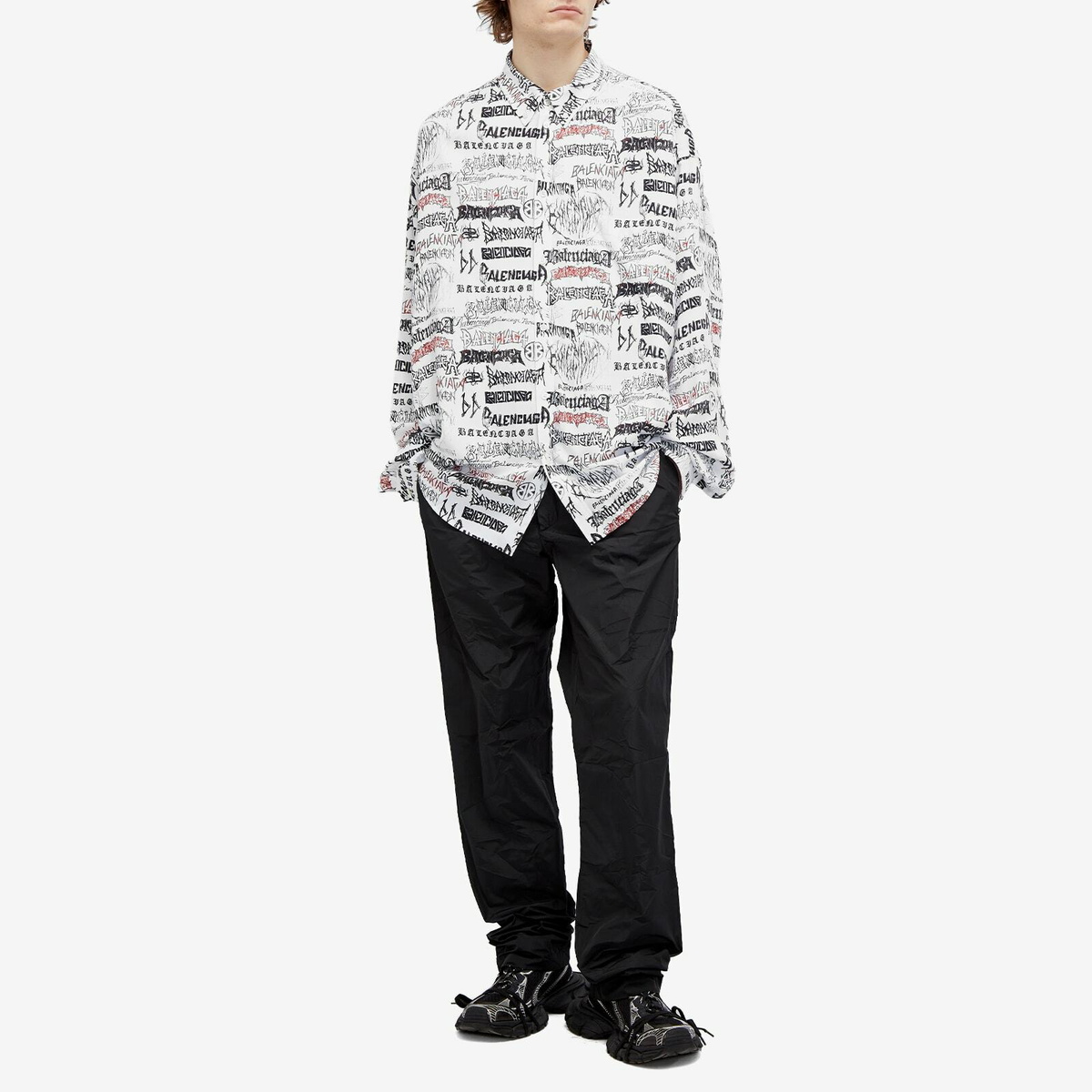 Balenciaga Men's Metal Repeat Logo Shirt in White