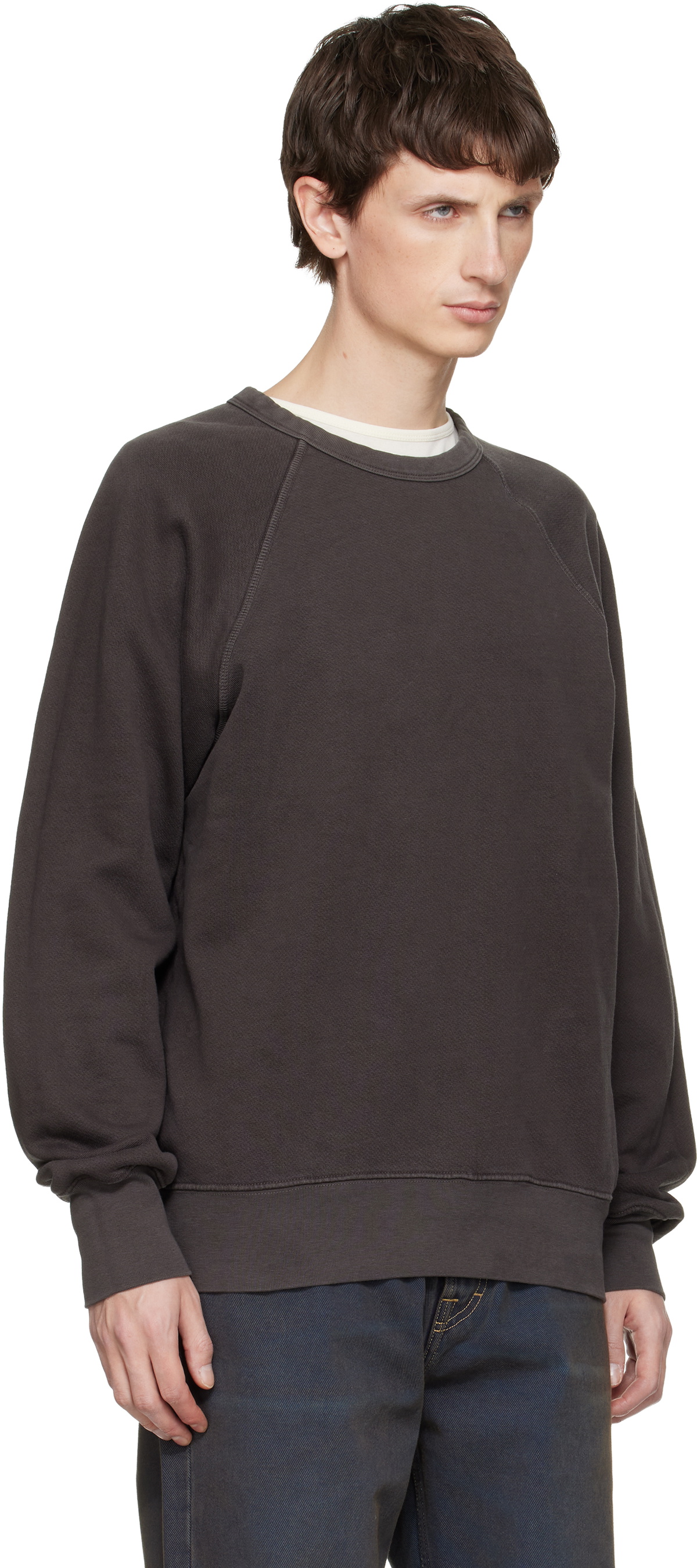 Les Tien Gray Heavyweight Binded Neck Raglan Sweatshirt