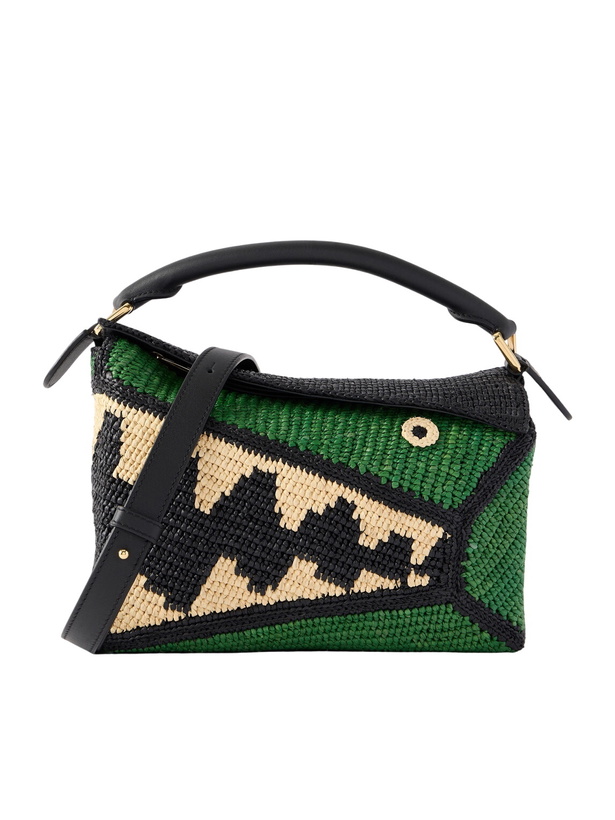 Photo: LOEWE - Paula's Ibiza Puzzle Edge Crocodile leather-trimmed raffia shoulder bag