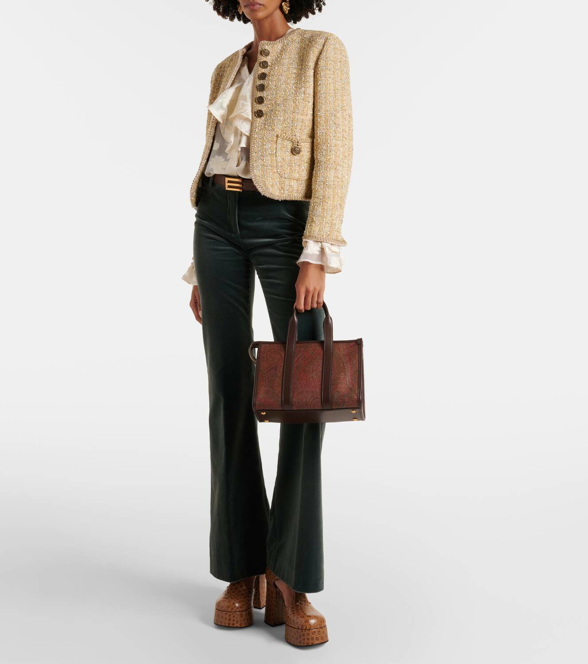 Etro Bauletto Large paisley canvas tote bag Etro