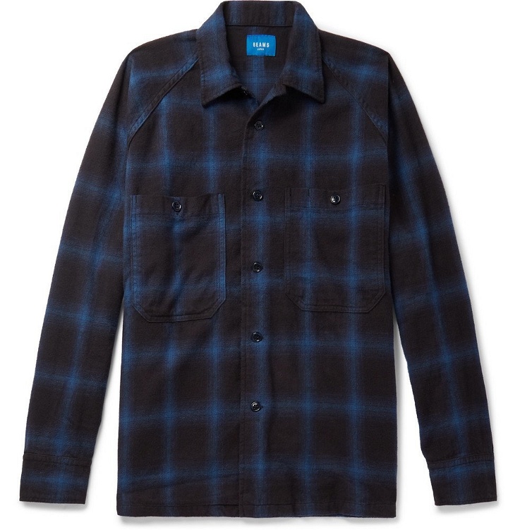 Photo: Beams - Checked Cotton-Flannel Shirt - Men - Blue