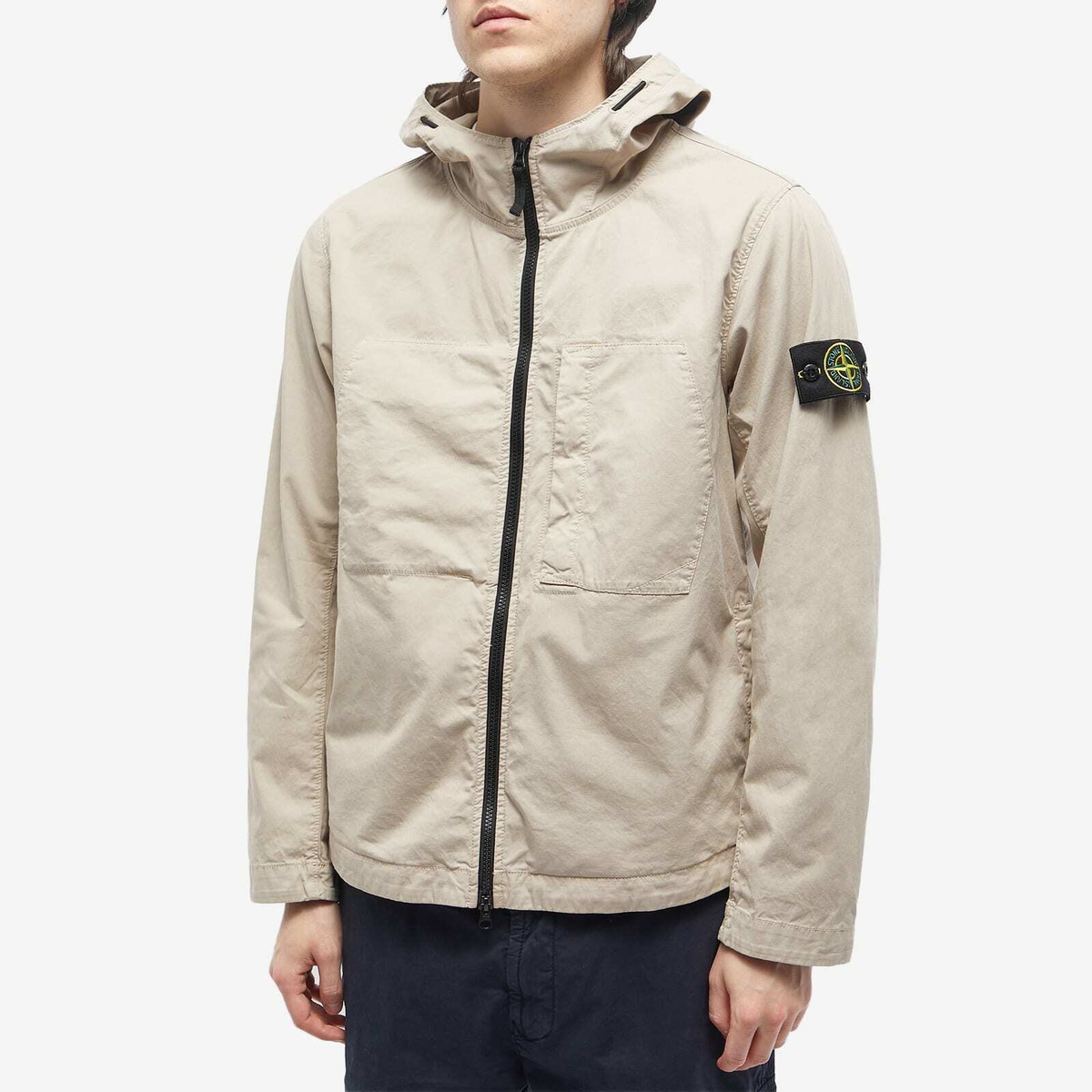 Stone Island Men's Supima Cotton Twill Stretch Hooded Jacket in Dove ...