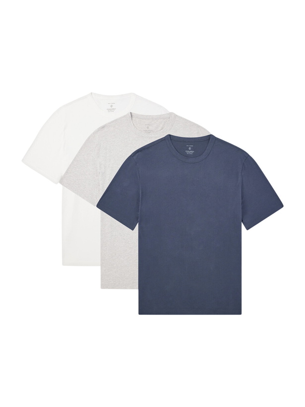 Photo: Officine Générale - Three-Pack Organic Cotton-Jersey T-Shirt - Neutrals