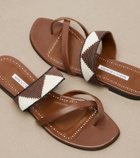 Manolo Blahnik Susastra cotton-trimmed leather sandals