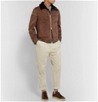 Brunello Cucinelli - Shearling-Lined Perforated-Suede Jacket - Brown