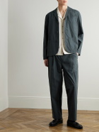 Folk - Straight-Leg Pleated Cotton Trousers - Gray