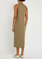 Vince Ribbed Stretch-knit Midi Dress Beige