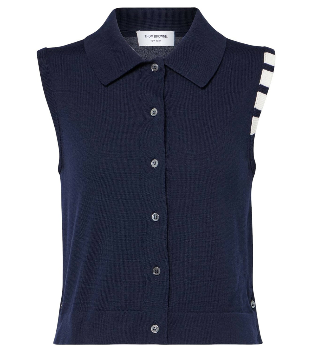 ベスト・ジレ THOM BROWNE Women Vests FBC010V00626 415 NAVY Thom Browne - Open-work wool sweater vest Thom Browne
