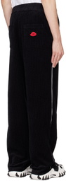 Balmain Black Velvet Monogram Kiss Jersey Sweatpants
