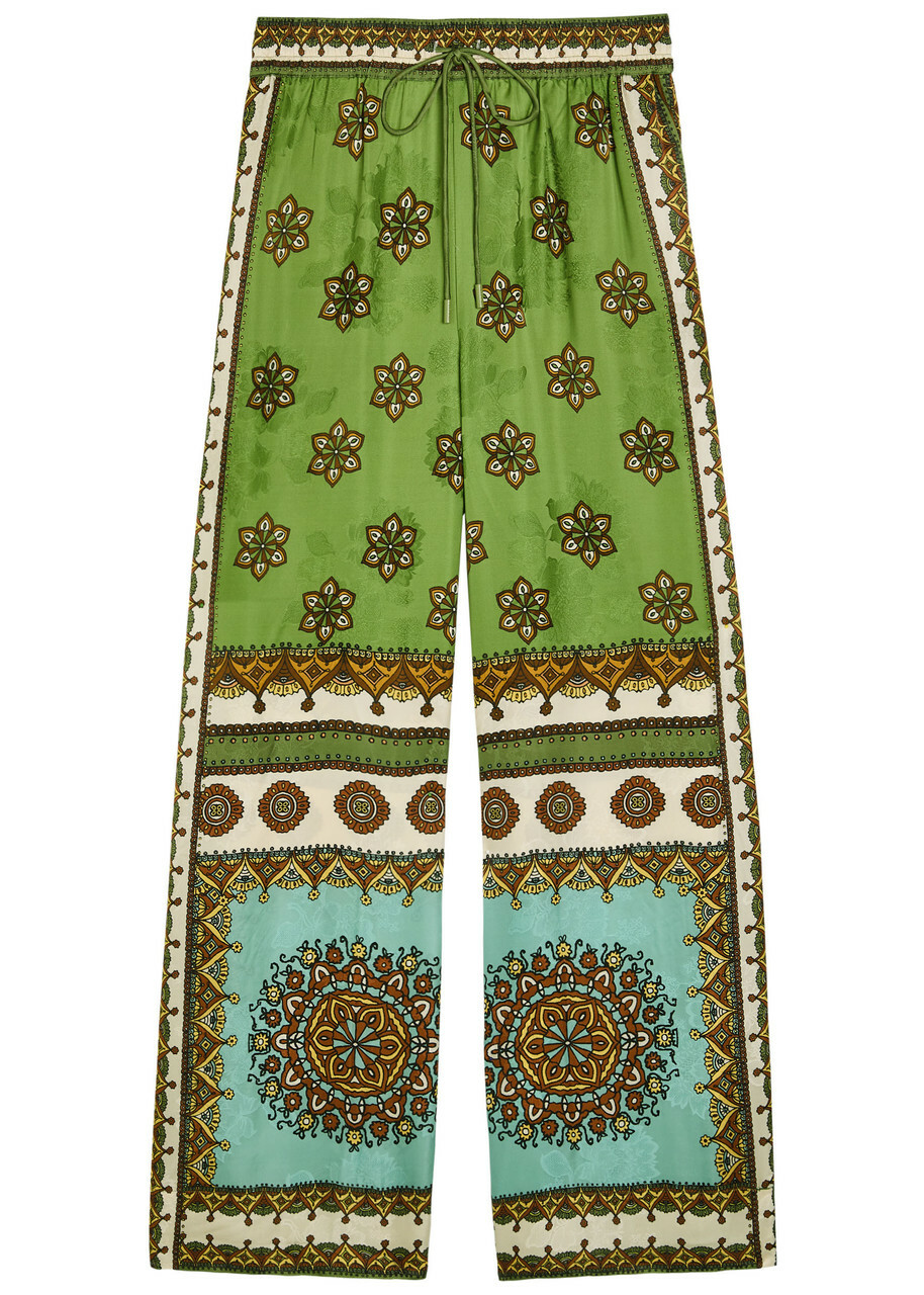 Alemais Contina Printed Wide-leg Satin Trousers Multicoloured
