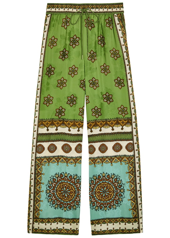 Photo: Alemais Contina Printed Wide-leg Satin Trousers Multicoloured