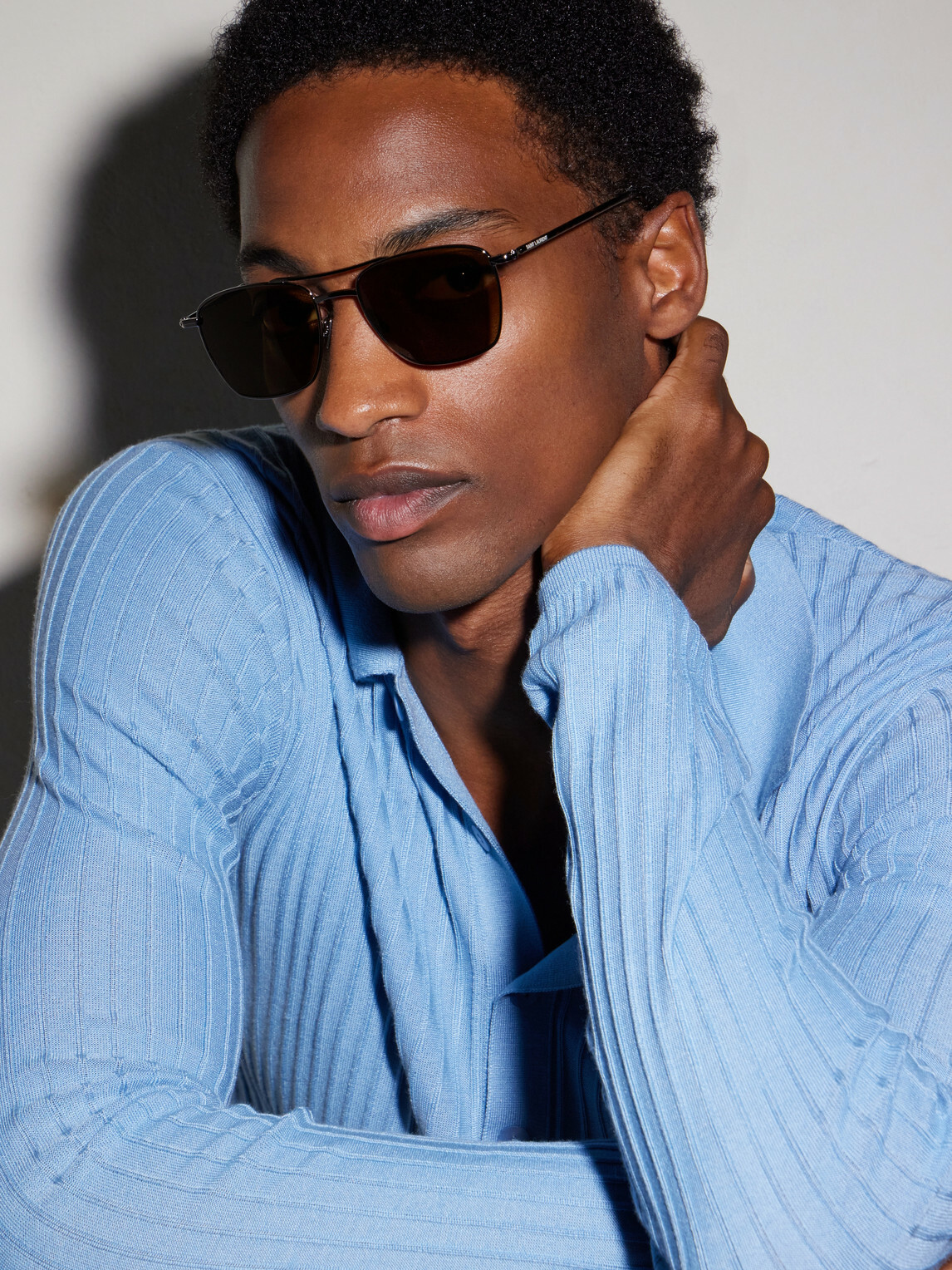 SAINT LAURENT - Squared-Frame Metal Sunglasses