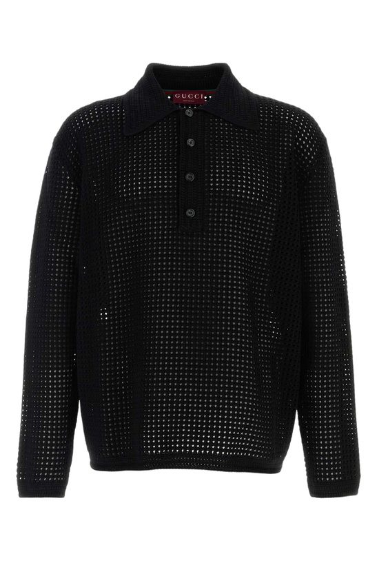 Photo: Gucci Black Crochet Polo Shirt