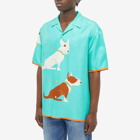 Gucci Men's Dog Vacation Shirt in Turquoise