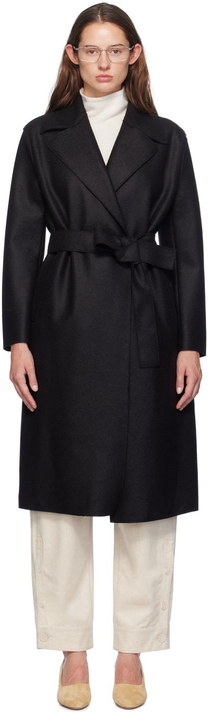 Harris Wharf London Black Belted Long Coat