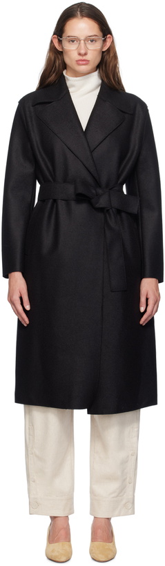 Photo: Harris Wharf London Black Belted Long Coat