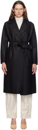 Harris Wharf London Black Belted Long Coat