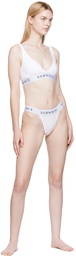 Versace Underwear White Logo Thong