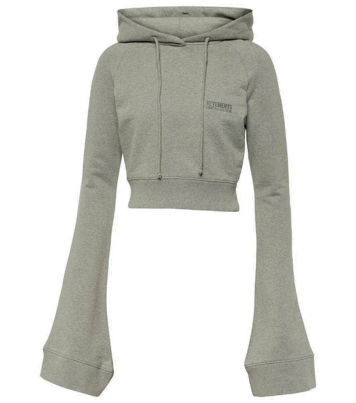 Photo: Vetements Cotton-blend jersey cropped hoodie