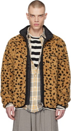 WACKO MARIA Beige Leopard Boa Fleece Reversible Jacket