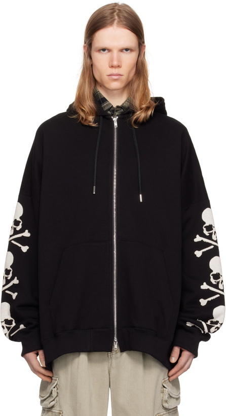 Photo: MASTERMIND WORLD Black Oversized Patch Zip-Up Hoodie