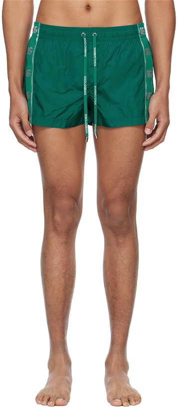 Photo: Dolce & Gabbana Green Graphic Swim Shorts