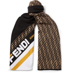 Fendi - Logo-Jacquard Wool and Silk-Blend Scarf - Men - Black