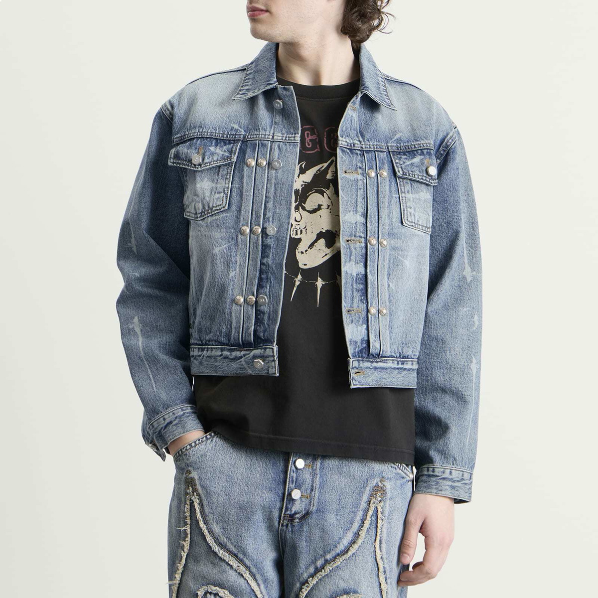 Thug Club Men's Denim Jacket in Blue