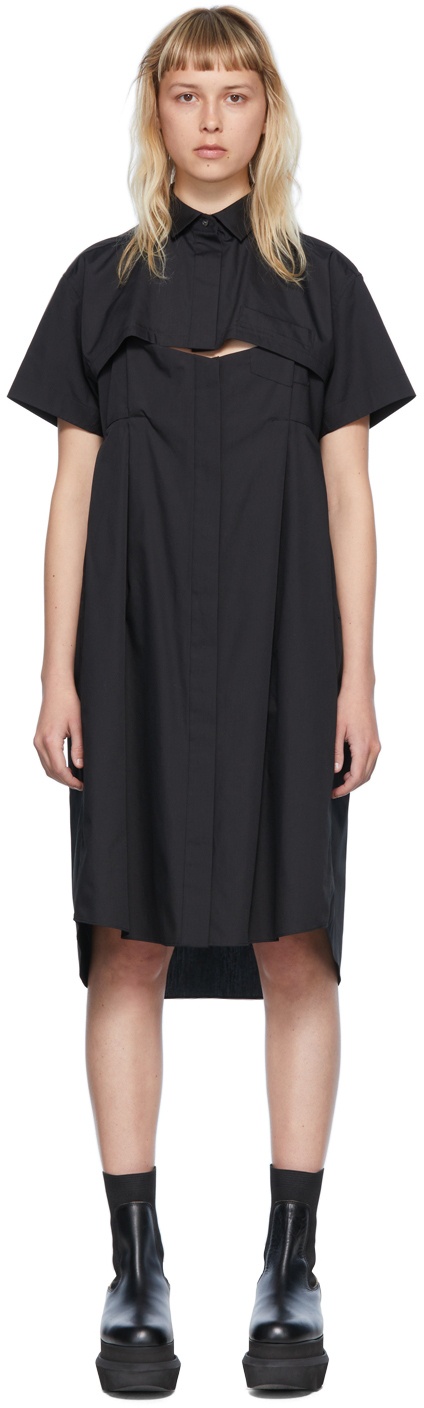 Photo: sacai Black Polyester Midi Dress