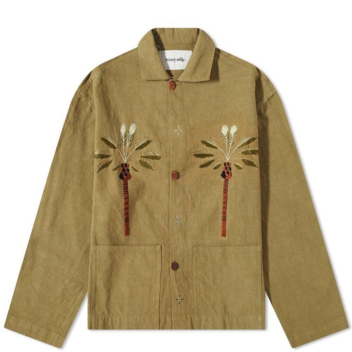Photo: Story mfg. Men's Palm Tree Short on Time Jacket in Khaki Double Date