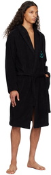 Emporio Armani Black Embroidered Bath Robe