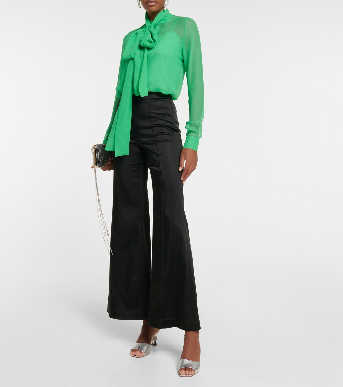 Costarellos Sloane tie-neck silk blouse
