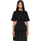 Simone Rocha Black Gathered Rose Wire Sleeve Boy T-shirt