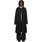 Studio Nicholson Navy Crowe Coated Cotton Trench Coat