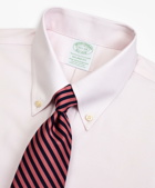 Brooks Brothers Men's Stretch Milano Slim-Fit Dress Shirt, Non-Iron Twill Button-Down Collar Micro-Check | Pink