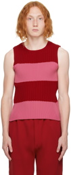 CFCL SSENSE Exclusive Red & Pink Fluted Tank Top