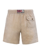 MC2 Saint Barth Man Mid-length Beige Linen Swim-shorts Gustavia