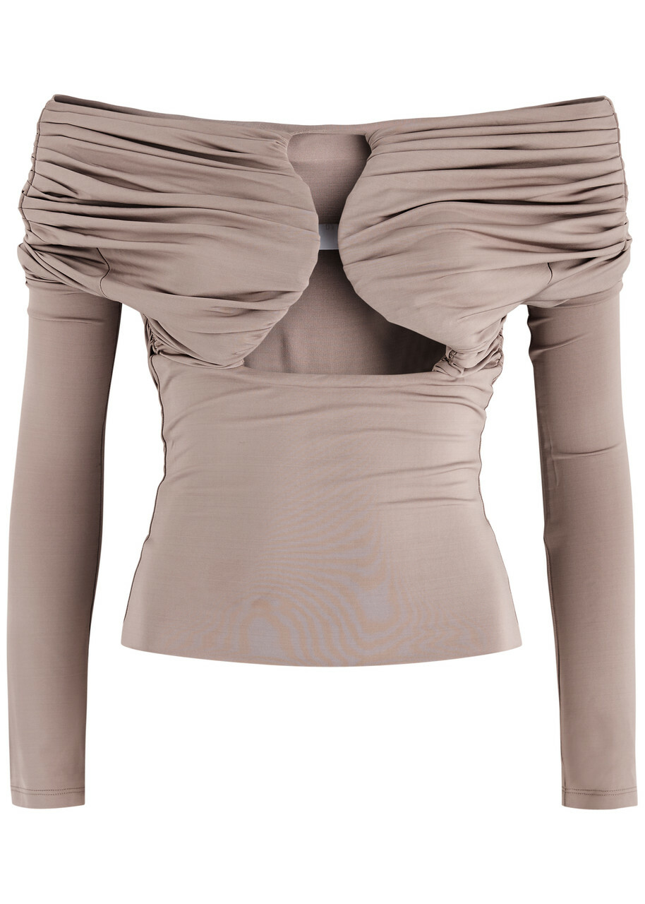 Paris Georgia Axel Cut-out Stretch-jersey top Brown