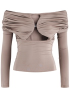 Paris Georgia Axel Cut-out Stretch-jersey top Brown
